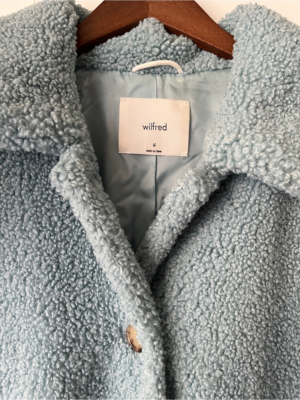 Aritzia Wilfred Light Blue Teddy Jacket - Picture 3 of 8
